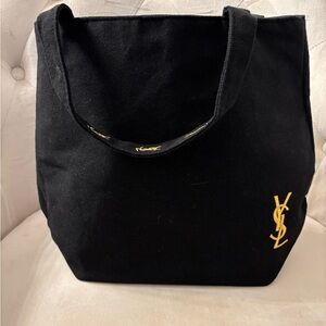 Yves Saint Laurent Black Small Tote with Gold Logo